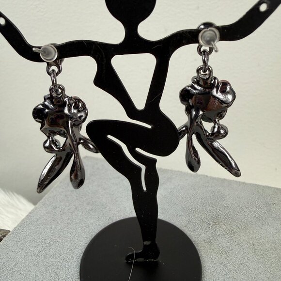 Two Piece Necklace & Earring Set - Enamel & Rhinestone Flower Necklace 16.5 - 20 - Picture 8 of 14